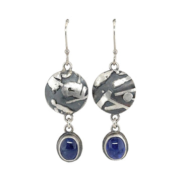 Earrings - Tanzanite and Fused Disks