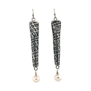 Earrings - Pearl and Fused Sterling Silver