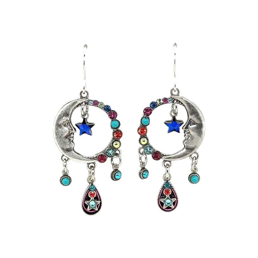 Earrings - Luna Star with Tear Drop Dangles