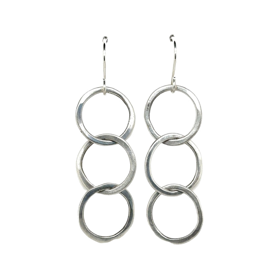 Earrings - Triple Silver Circle Drops