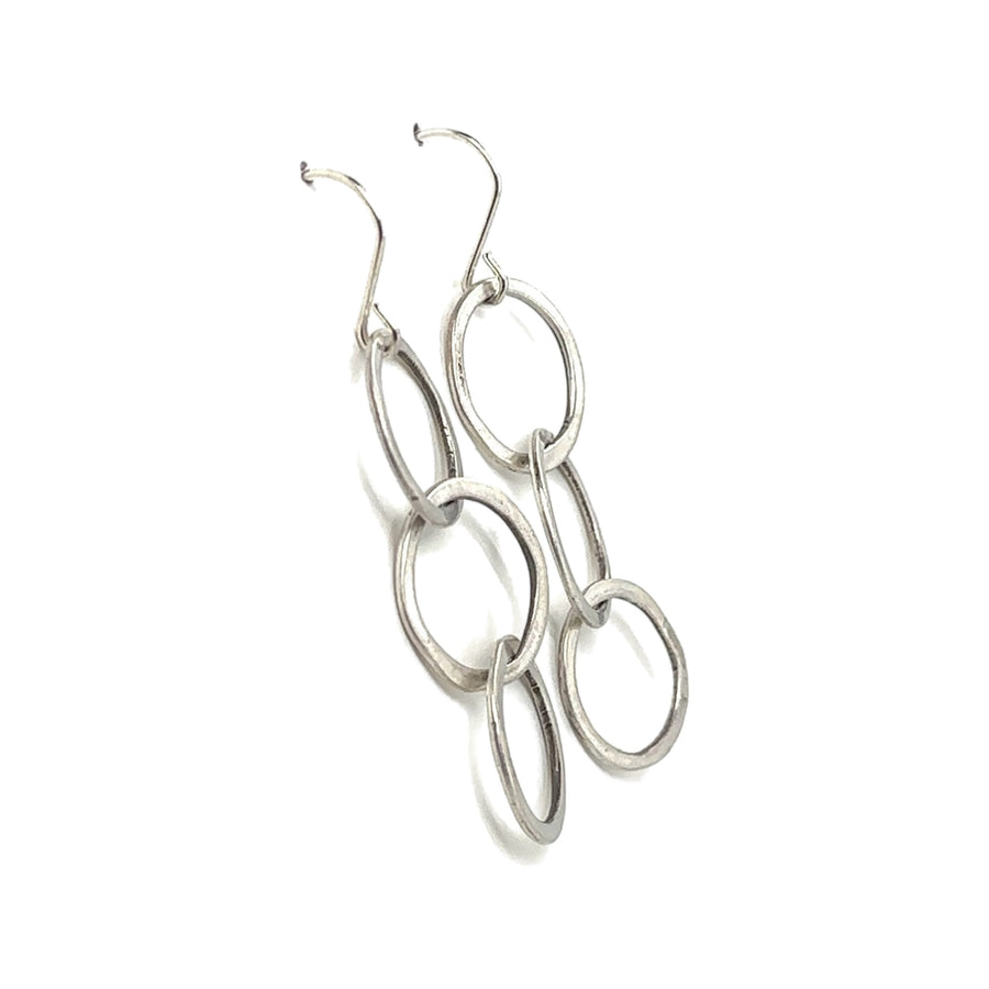 Earrings - Triple Silver Circle Drops