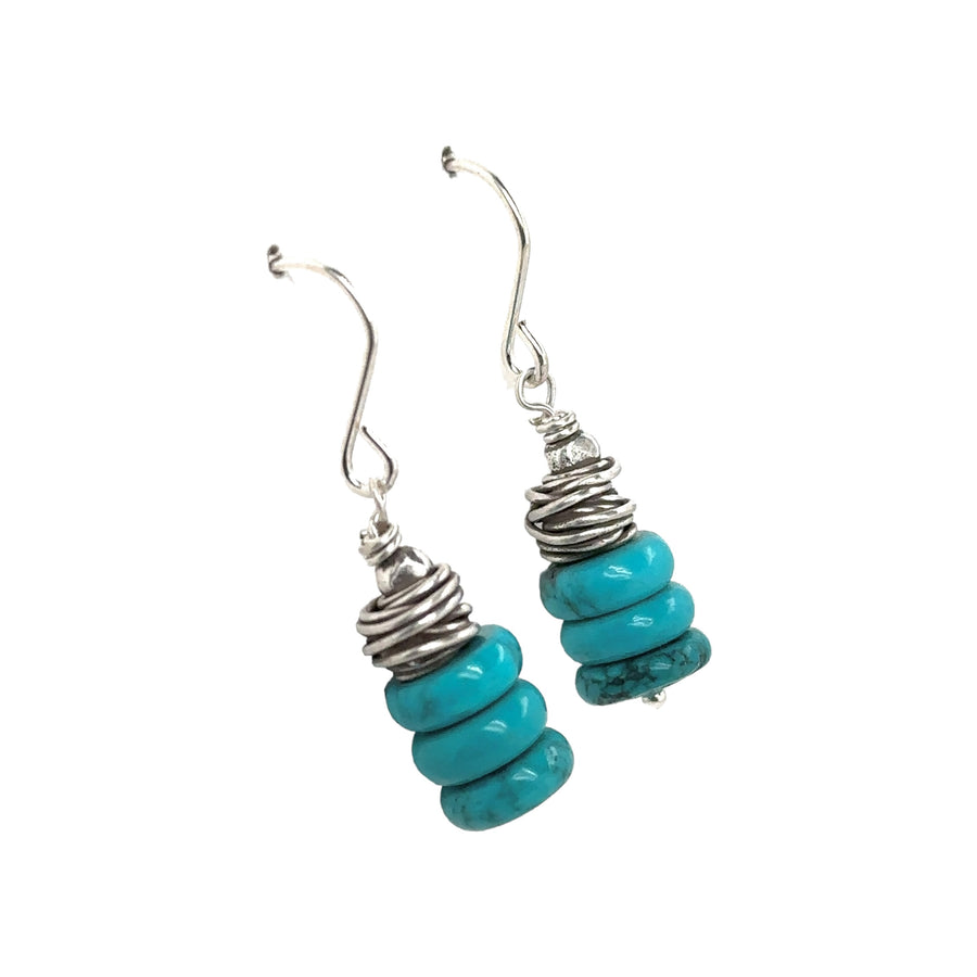 Earrings - Turquoise with Hill Tribe Beads