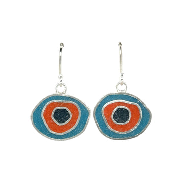 Earrings - Resin - Teal, Orange and Charcoal