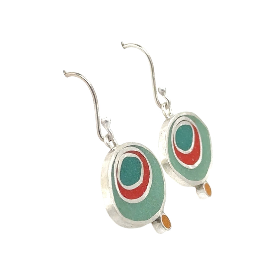 Earrings - Resin - Teal and Orange