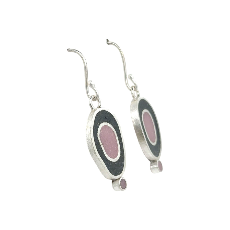 Earrings - Resin - Black and Pink