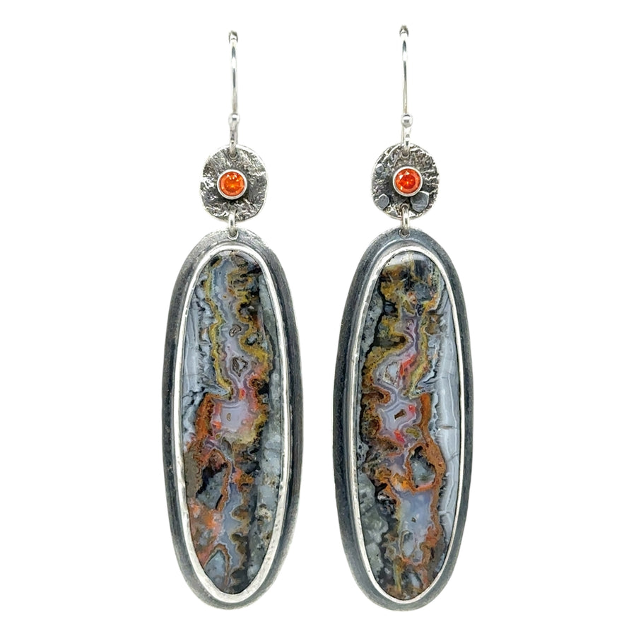 Earrings - Lava Flow Jasper and Spessartite Garnet