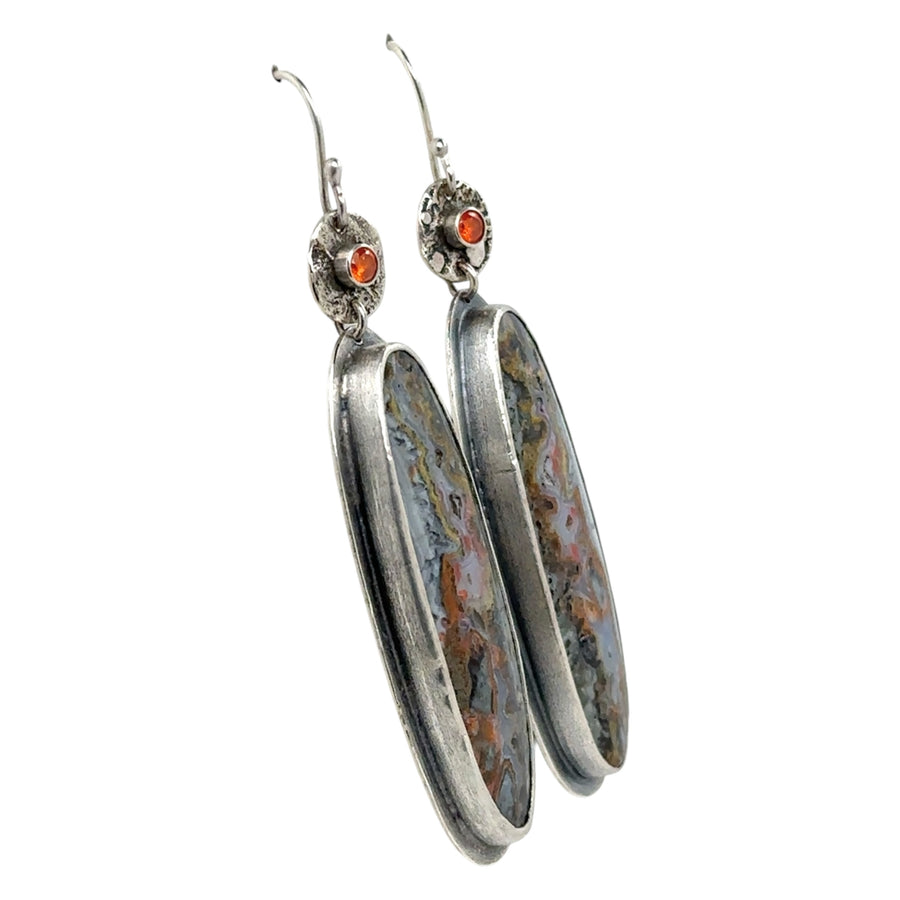 Earrings - Lava Flow Jasper and Spessartite Garnet