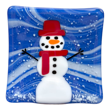 Snowman Plate - Red Hat/Scarf