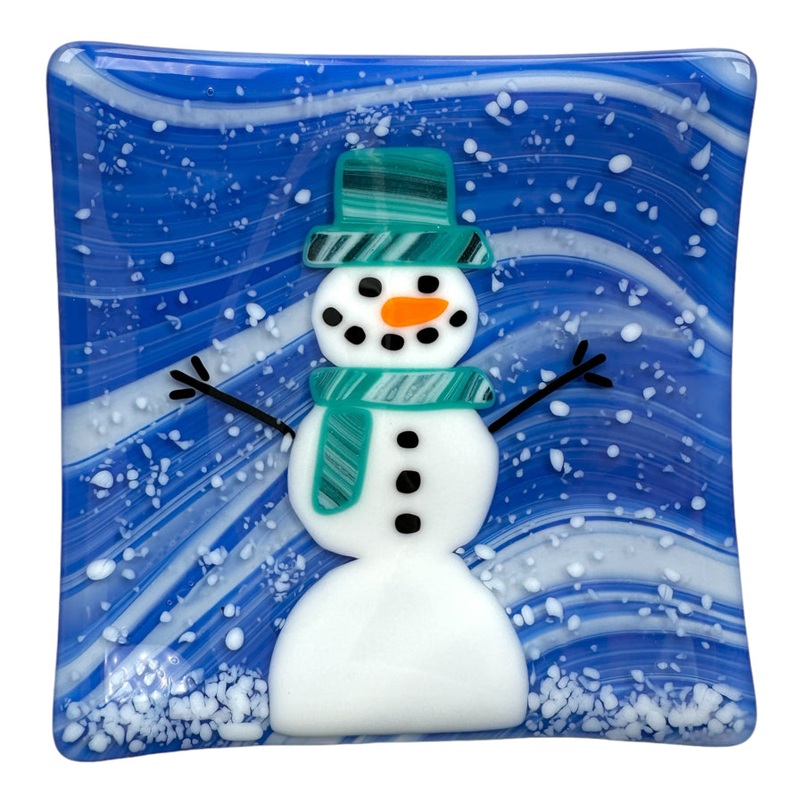 Snowman Plate - Turquoise Hat/Scarf