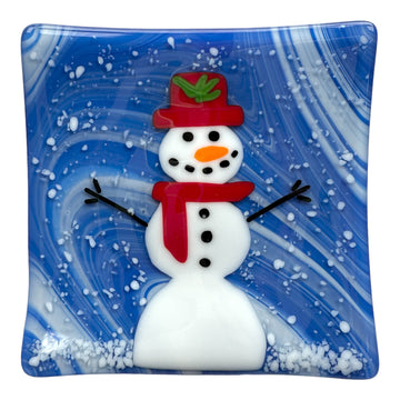 Snowman Plate - Red Hat/Scarf