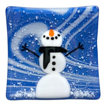 Snowman Plate - Dark Blue Glitter Scarf