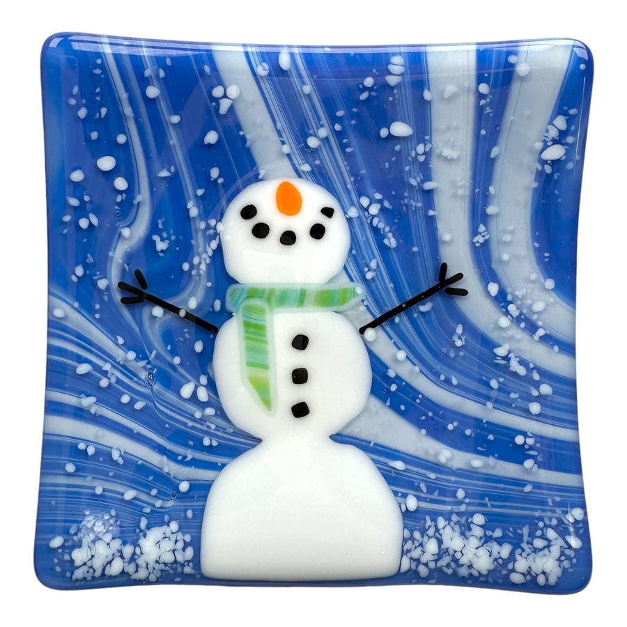 Snowman Plate - Green Scarf