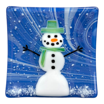 Snowman Plate - Green Hat/Scarf