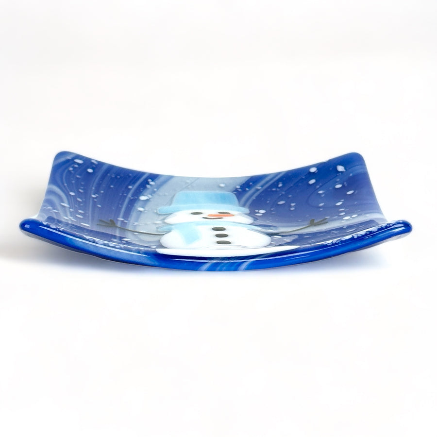 Snowman Plate - Light Blue Hat/Scarf