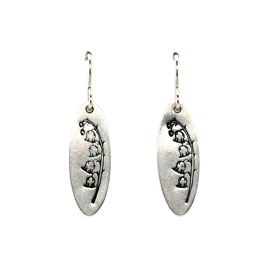 Earrings - Long Oval with Lily of the Valley