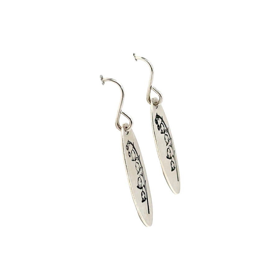 Earrings - Long Oval with Lily of the Valley