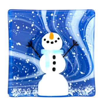 Snowman Plate - Light Blue Scarf