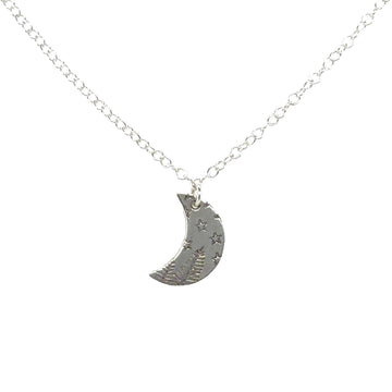 Necklace - Hand Cut Moon with Pines & Stars