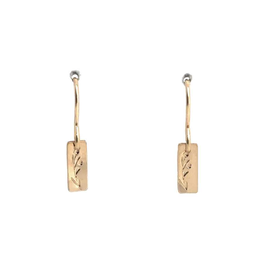 Earrings - Rectangle with Bud and Sprig