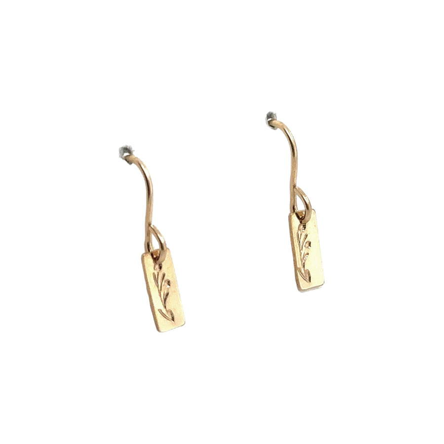 Earrings - Rectangle with Bud and Sprig