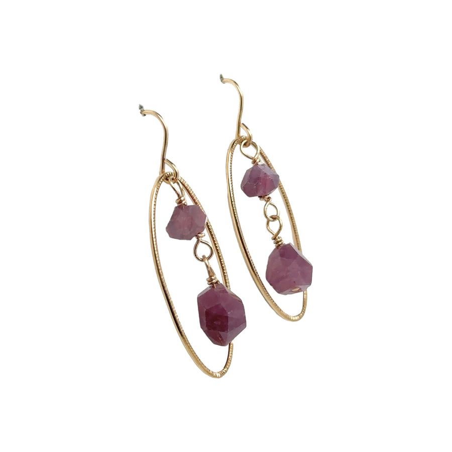 Earrings - Ovals with Ruby Center