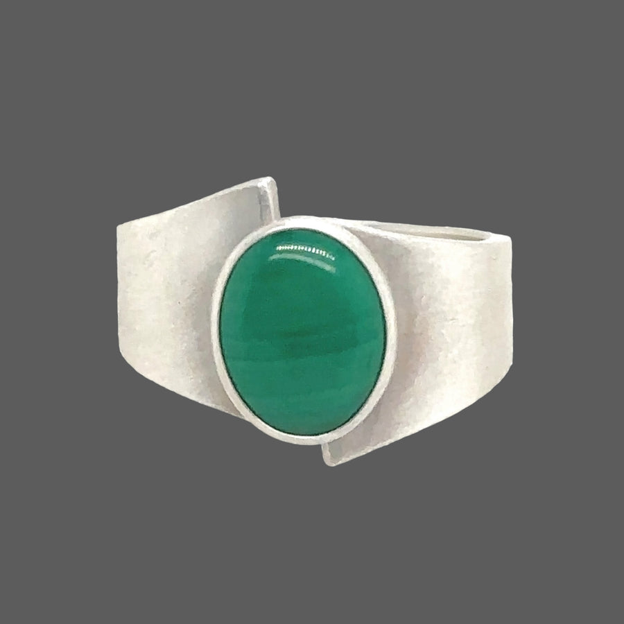 Offset Ring with Malachite