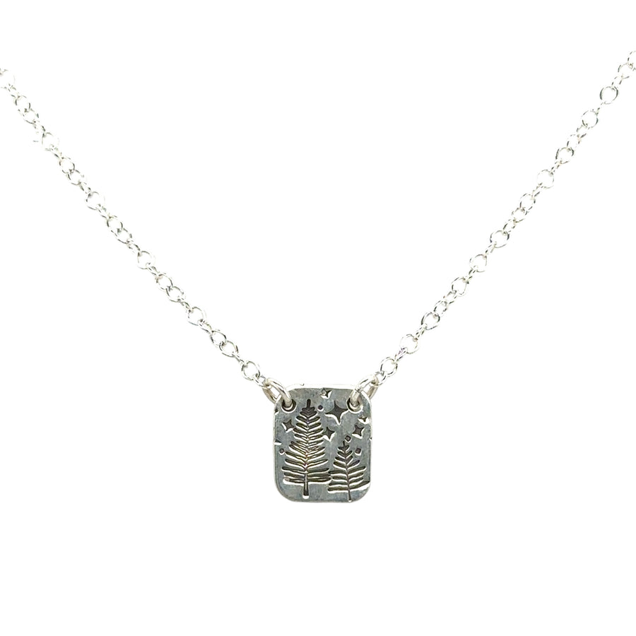 Necklace - Rectangle with Pines and Stars