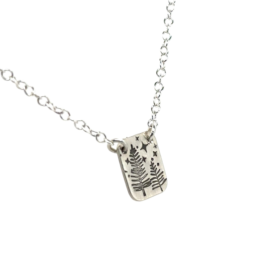 Necklace - Rectangle with Pines and Stars