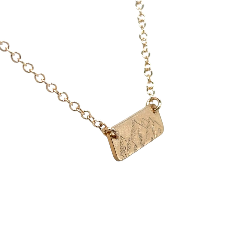 Necklace - Rectangle with Mountains and Wildflowers