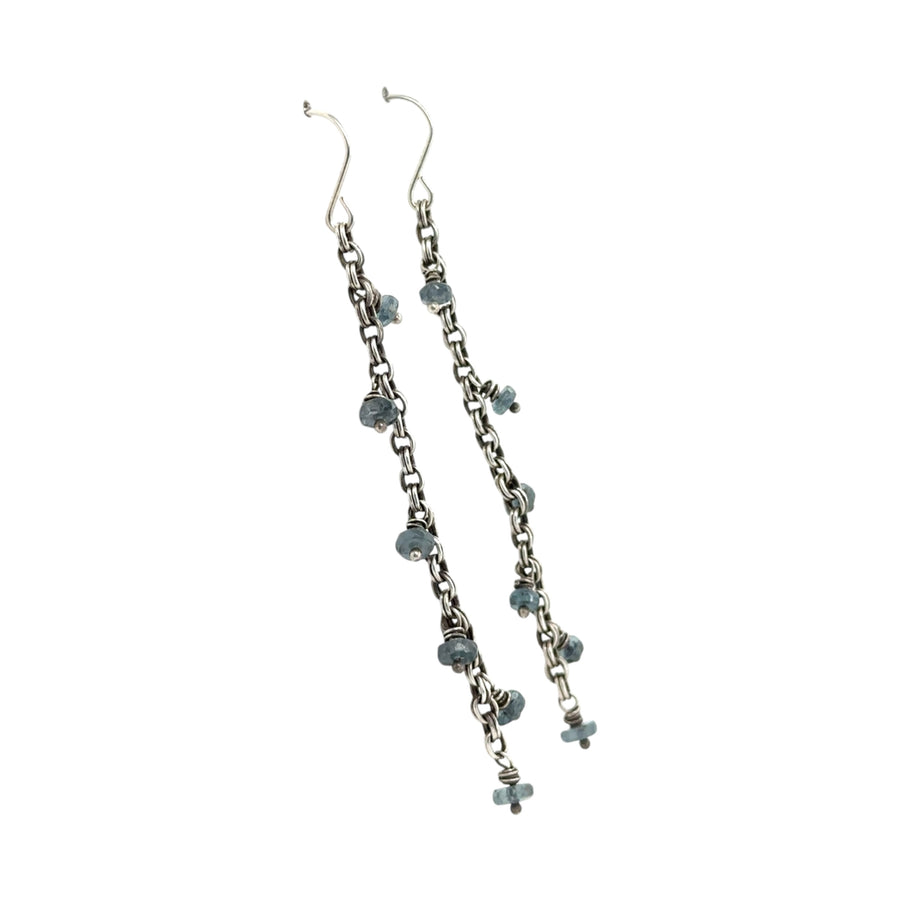 Earrings - Kyanite on Long Chain