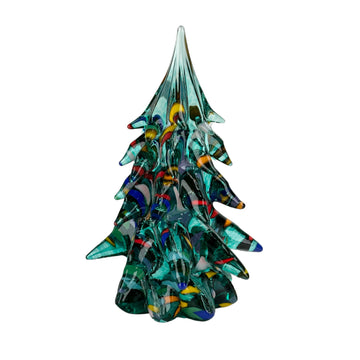 Small Decorated Glass Tree - Dark Emerald