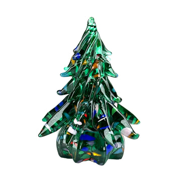 Small Decorated Glass Tree - Dark Green