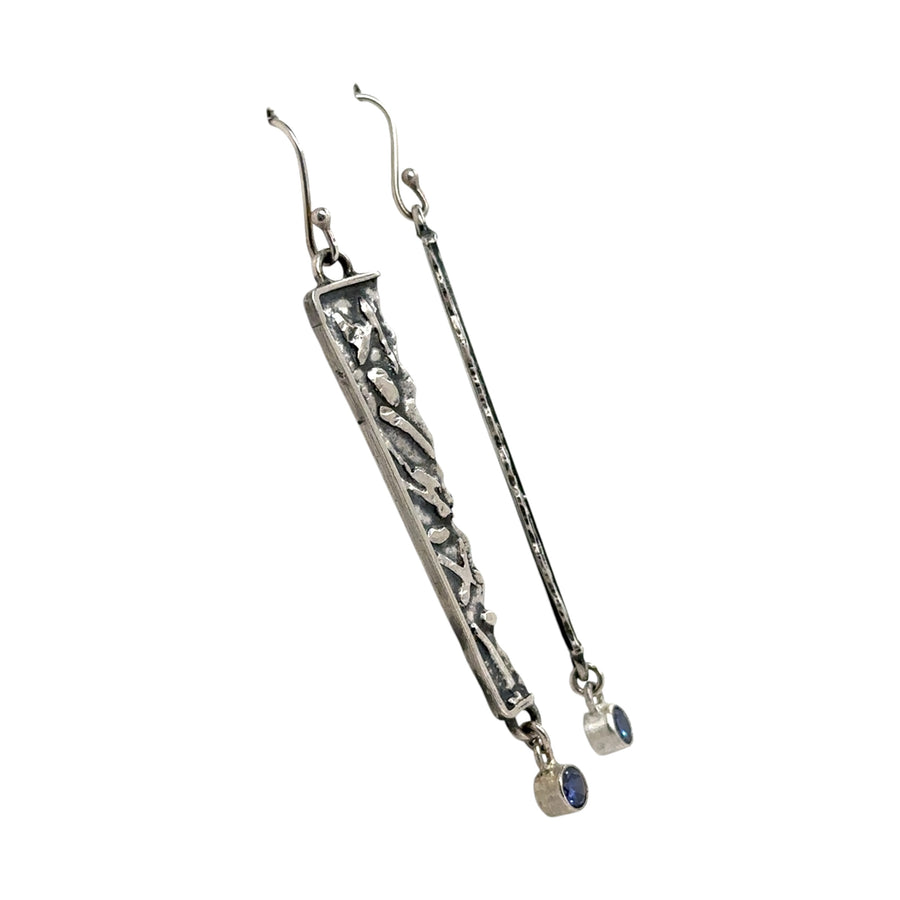 Earrings - Tanzanite with Fused Silver