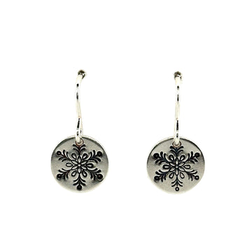 Earrings - Disc with Large Snowflake