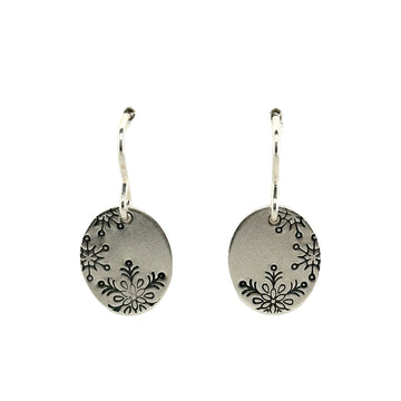 Earrings - Oval with Snowflakes