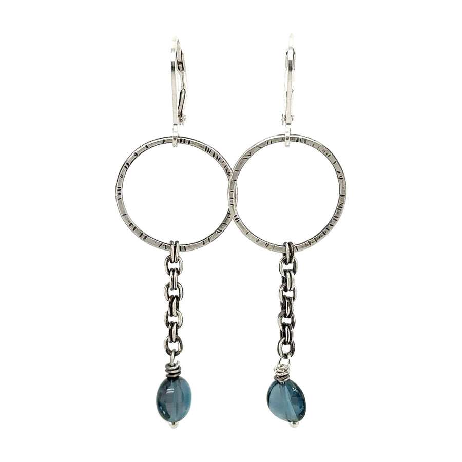 Earrings - London Blue Topaz with Silver Circles