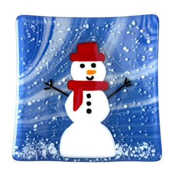 Snowman Plate - Red Hat/Scarf