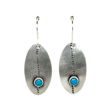 Earrings - Silver Shields with Turquoise