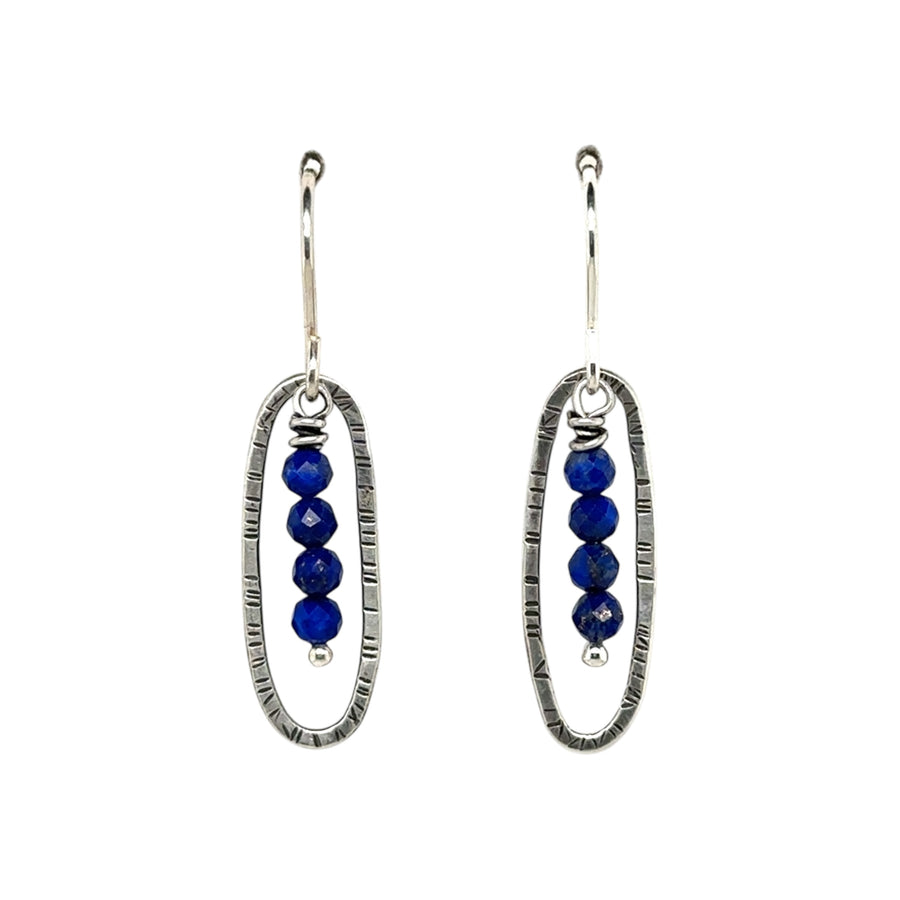 Earrings - Silver Ovals with Lapis