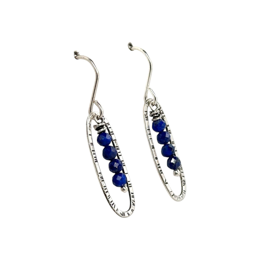 Earrings - Silver Ovals with Lapis