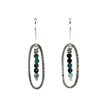 Earrings - Silver Ovals with Blue Tourmaline