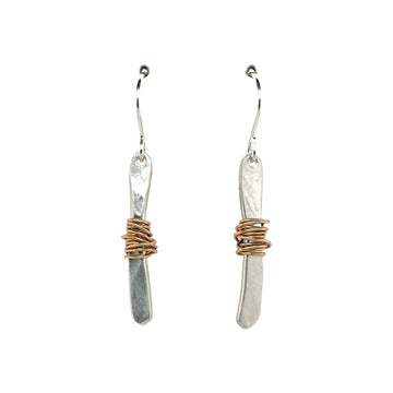 Earrings - Silver Twigs Wrapped with 14K Gold Fill