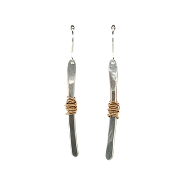 Earrings - Silver Twigs Wrapped with 14K Gold Fill