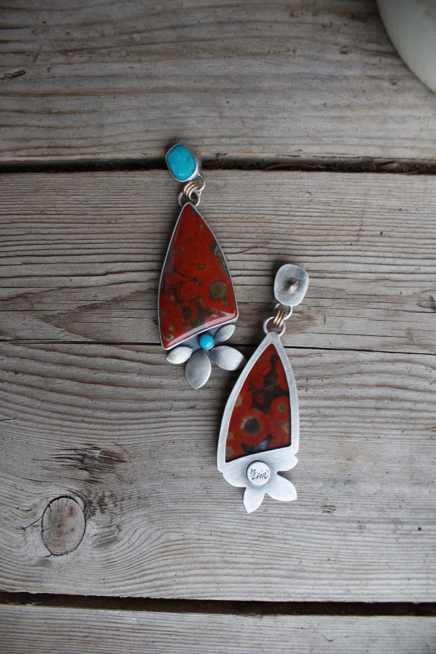 Morgan Hill Jasper and Turquoise Big Bloom Earrings