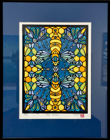 Bee Mosaic - Original Linocut