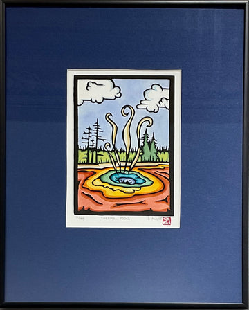 Thermal Pools - Original Linocut