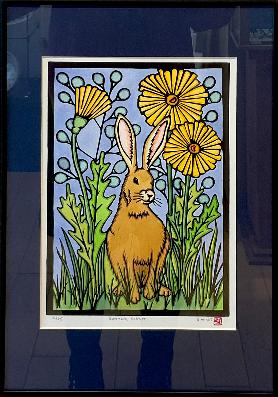 Summer Rabbit - Original Linocut