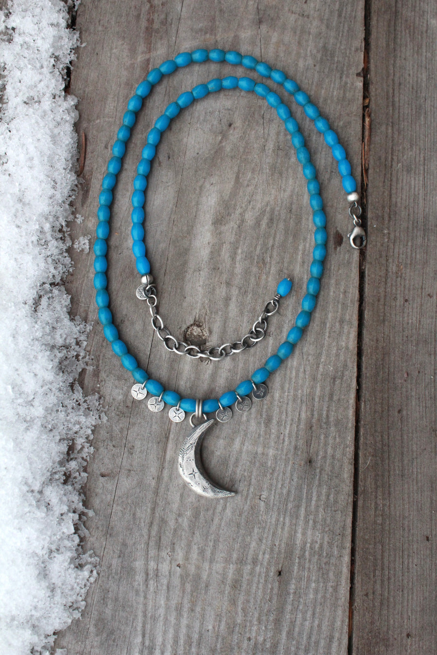 Shoot for the MOON Beaded Antique African Bead Necklace