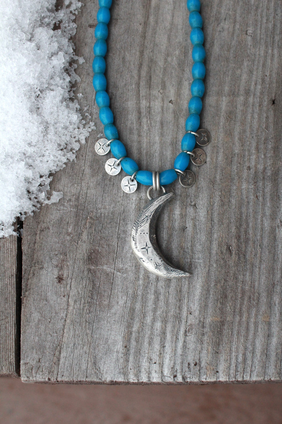 Shoot for the MOON Beaded Antique African Bead Necklace