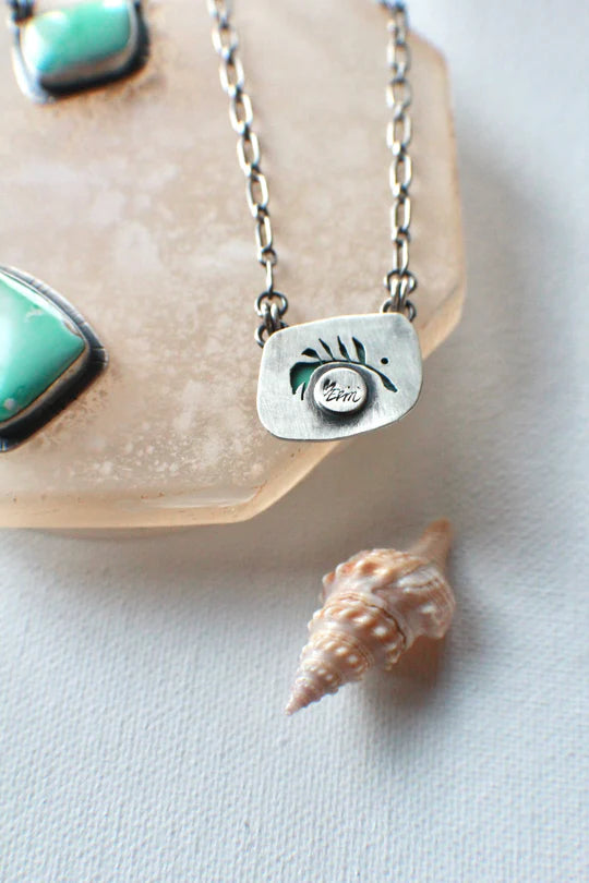 Variscite Jungle Pendant with Leaf Backplate